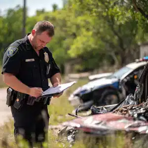 A Police office writing a report