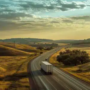 A Semi truck on a road