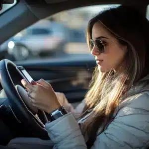 A mobile using phone while driving