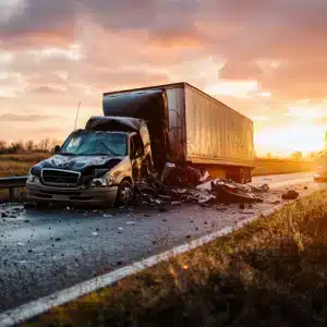 A truck rear ends a car