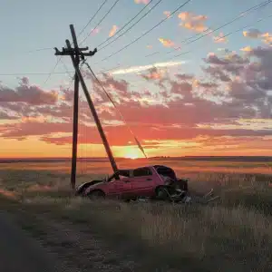 A car hit a pole