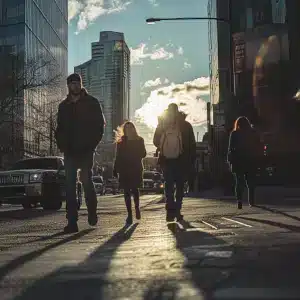 Pedestrians on a road