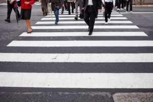 Pedestrian crossing in the lane