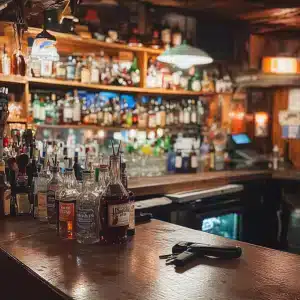 Car keys kept on a bar table