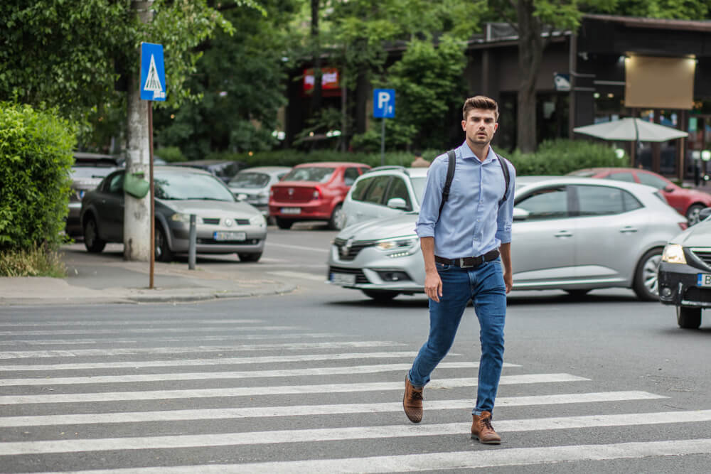 Man crossing the street.