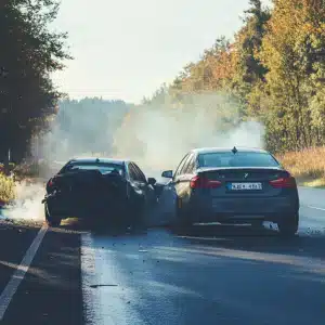 A BMW car crash with another car