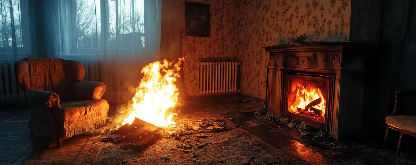 A fire in a room