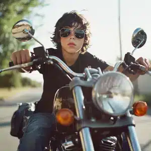 A teen motorcycle rider