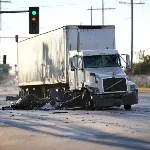 A truck after an accident