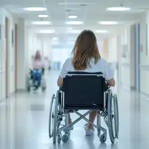 A woman on wheelchair