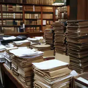 Claims and case papers in a law office