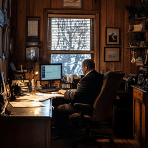 Insurance adjuster in his office in Oklahoma